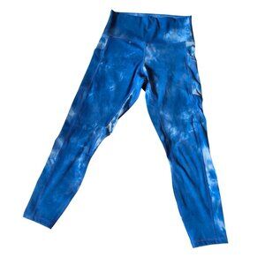 FitUSA Womens Blue Tie-Dye Compression Leggings With Pockets Size Small High-Wai